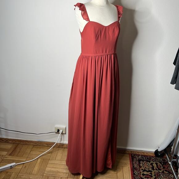 Azazie Metz Terracotta Chiffon Dresss - Picture 4 of 10